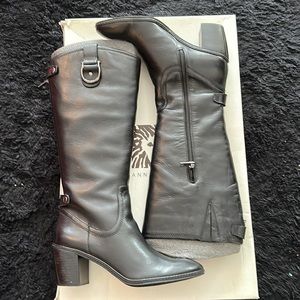 Anne Klein black knee leather boots worn once for try on.